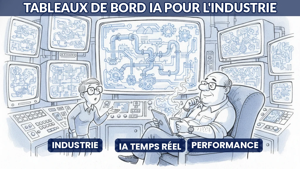 Tableau de bord industriel avec données en temps réel et interface IA
