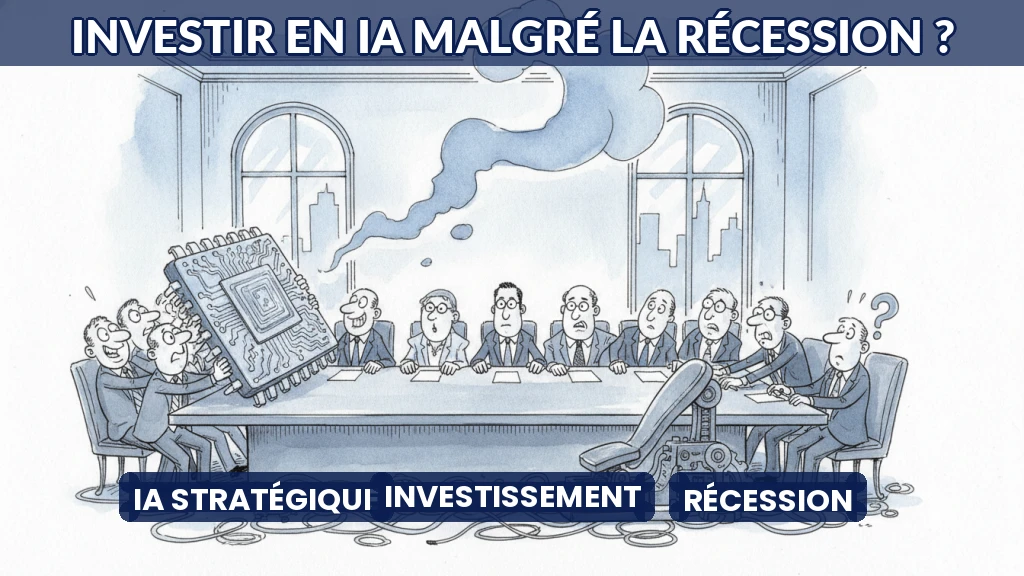 Balance entre accélération et ralentissement des investissements IA en période économique difficile.