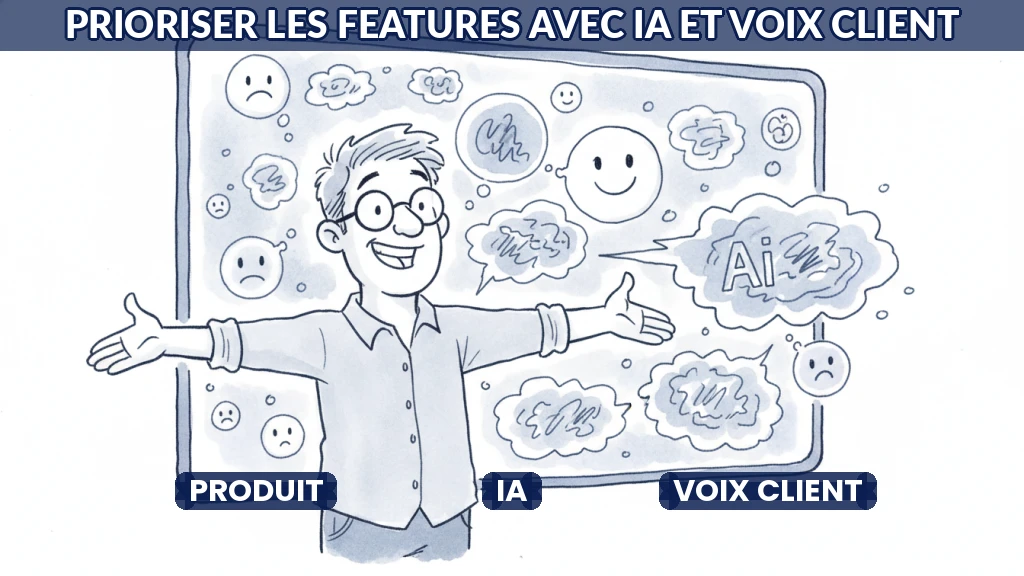 Illustration d'une roadmap produit dynamique intégrant des données clients et des analyses IA.