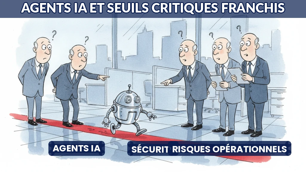 Illustration d'un agent IA franchissant une ligne rouge symbolique