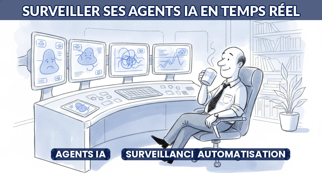 Tableau de bord numérique affichant des indicateurs de santé d'agents IA