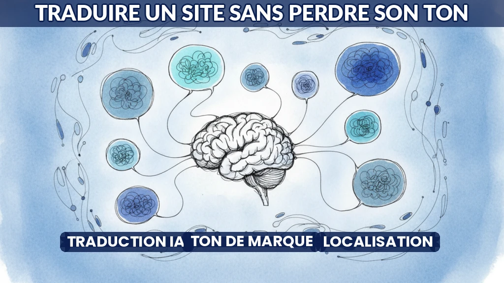 Illustration d'un site web multilingue avec des nuances de ton de marque