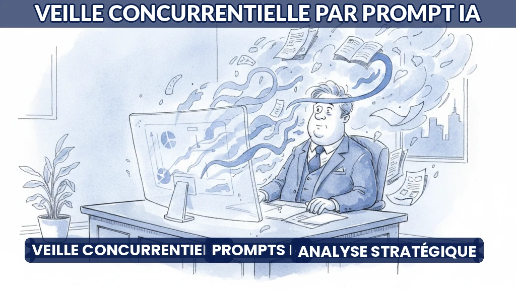 Illustration d'un tableau de bord de veille concurrentielle avec des données synthétisées.