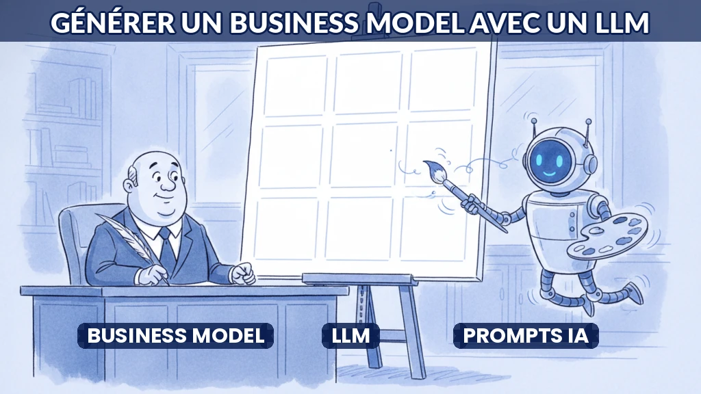 Illustration d'un canevas de business model généré par intelligence artificielle.