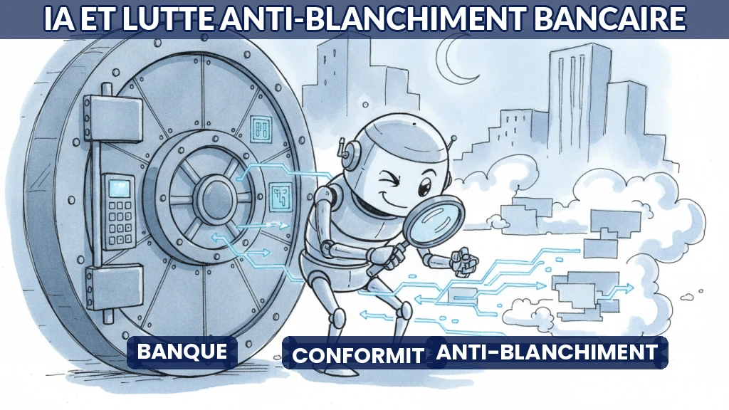 Illustration d'un réseau bancaire sécurisé par l'intelligence artificielle.