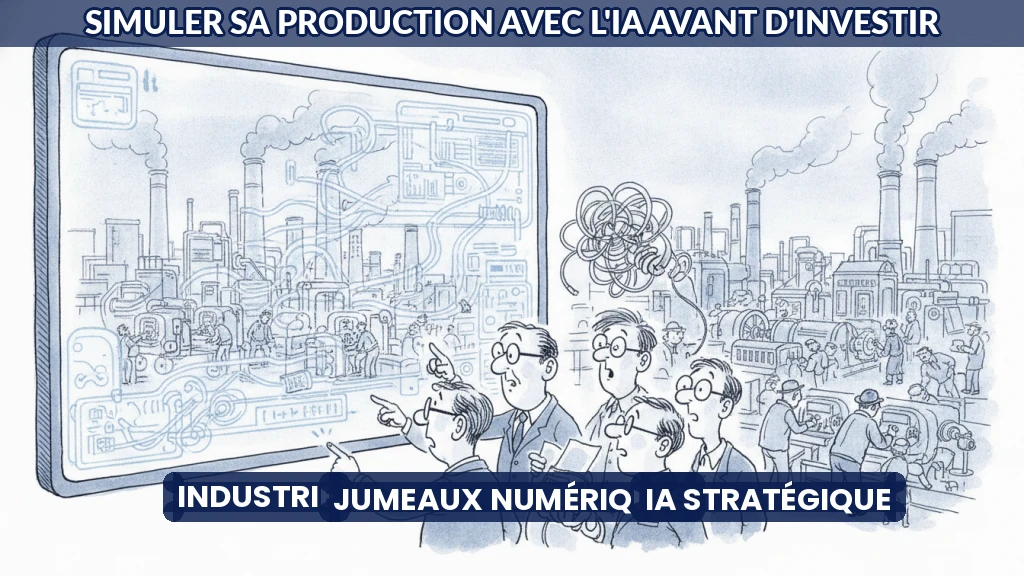 Illustration d'une usine virtuelle reflétant une usine réelle avec des flux de données