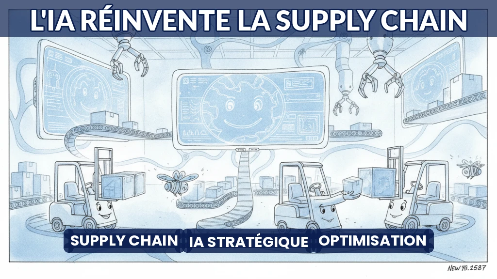 Illustration d'une chaîne logistique automatisée par l'intelligence artificielle