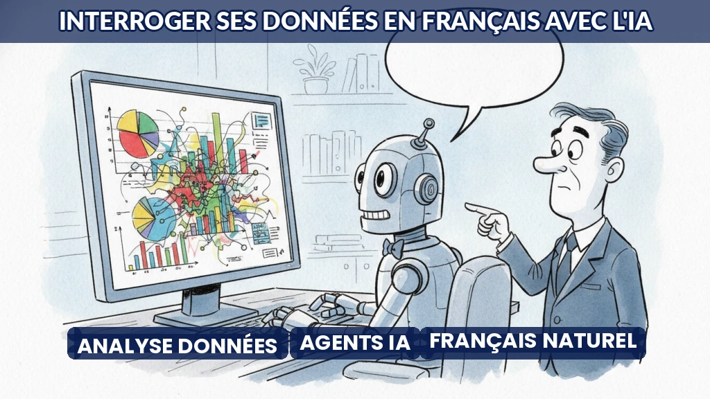 Illustration d'un agent IA analysant des données sur un écran