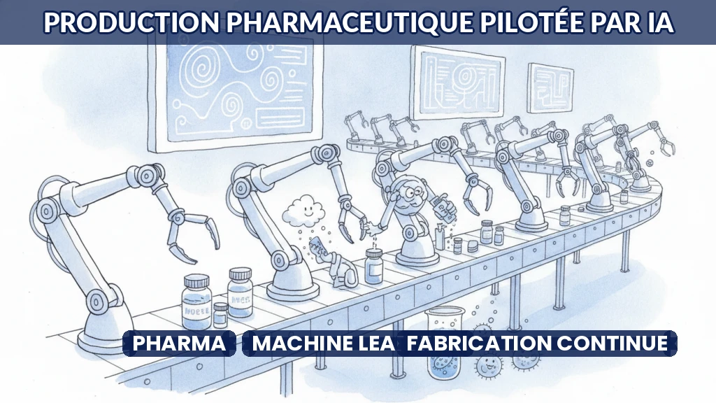 Ligne de production pharmaceutique automatisée avec écrans de contrôle