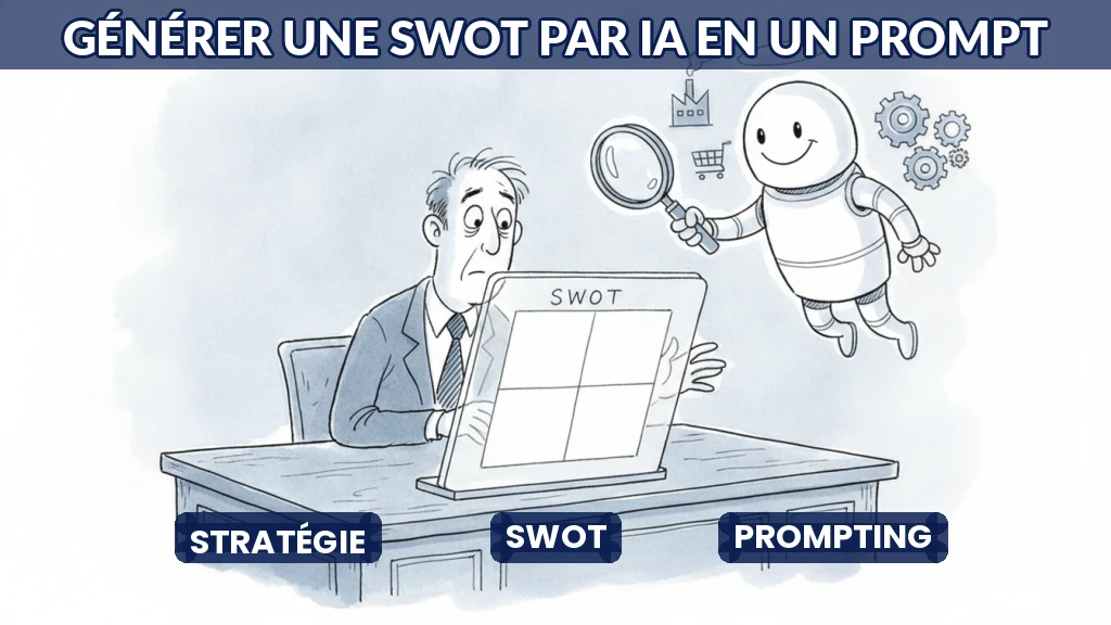 Illustration d'une analyse SWOT générée par intelligence artificielle