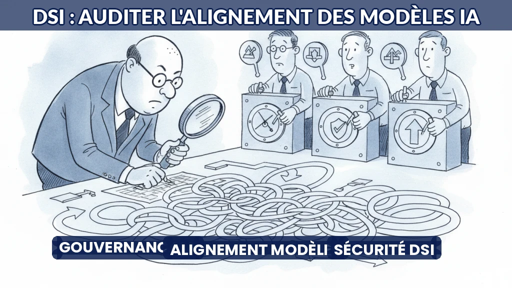 Illustration d'un audit de modèles d'intelligence artificielle par une équipe technique.