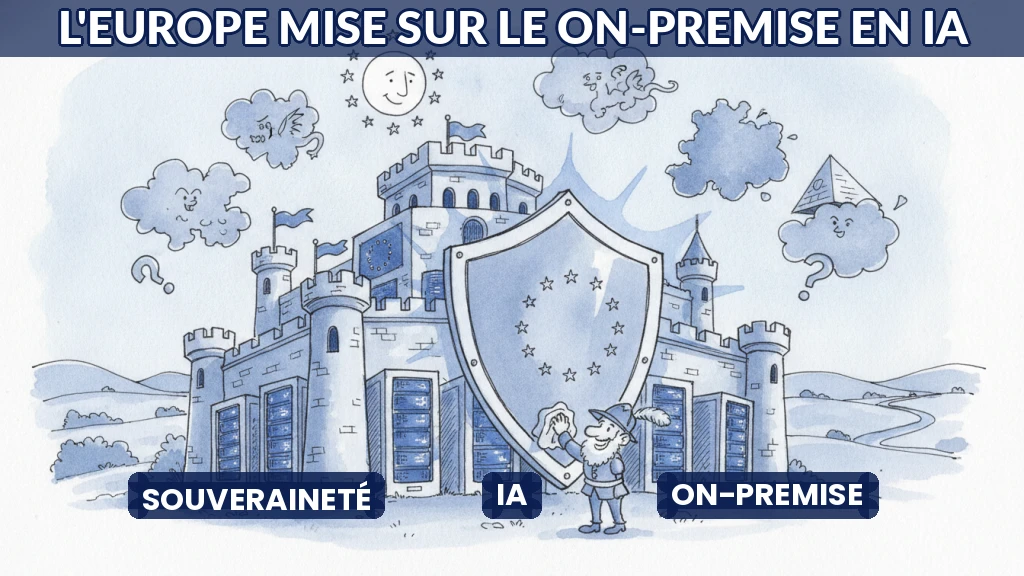Illustration d'un data center européen sécurisé avec des serveurs locaux.