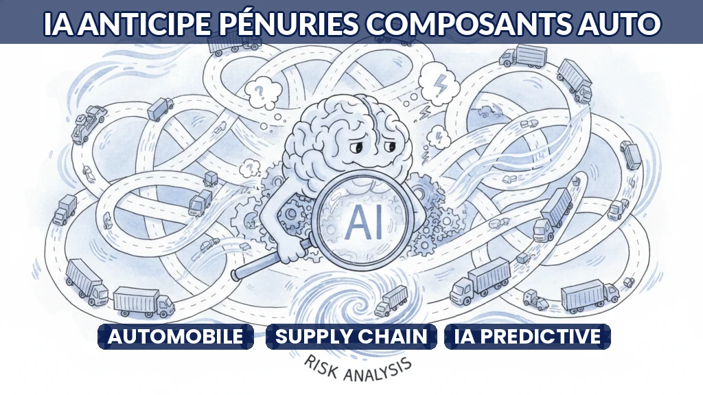 Réseau logistique automobile visualisé avec des flux de données en temps réel.