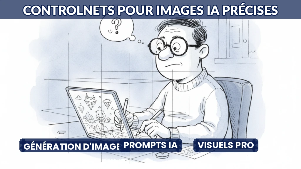 Illustration de ControlNets guidant la génération d'images par intelligence artificielle.