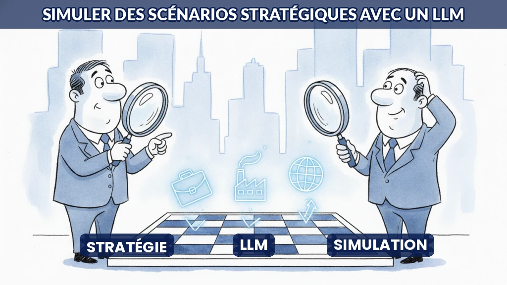 Illustration d'un échiquier symbolisant la simulation de scénarios stratégiques avec l'IA.