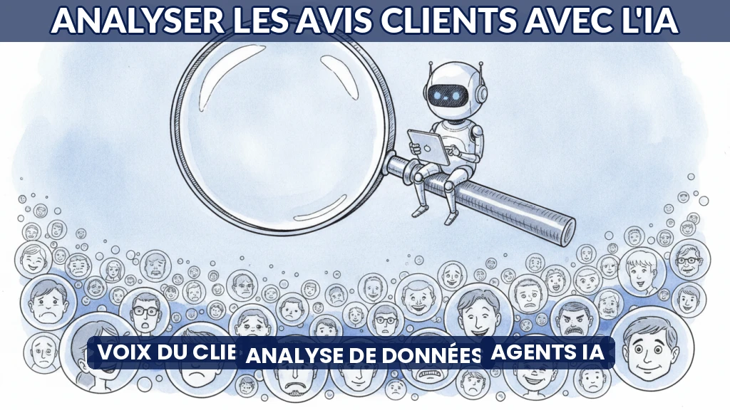 Illustration d'une analyse d'avis clients par intelligence artificielle